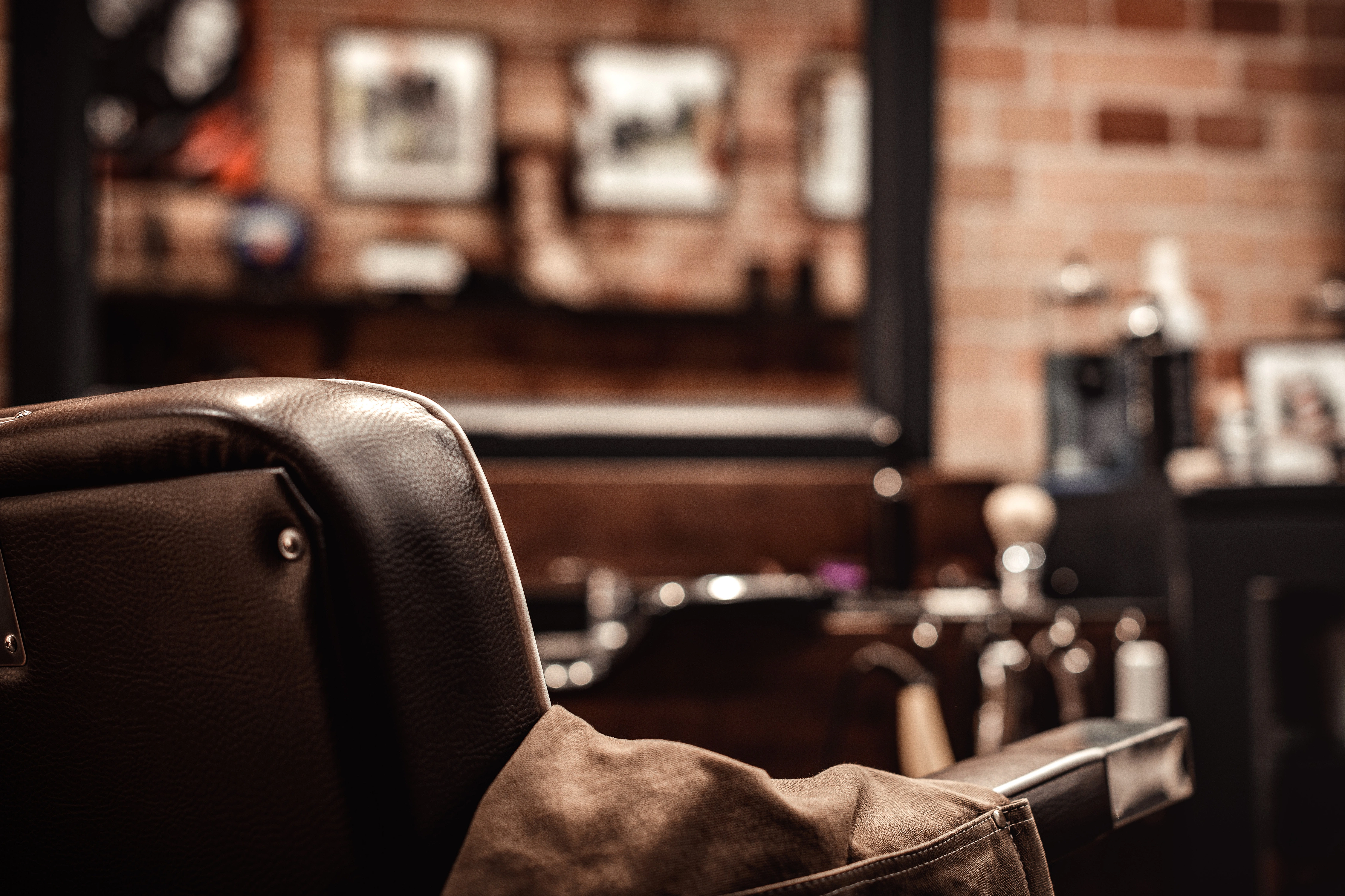 Barber chairs and interior at Master Barber NYC in Brooklyn